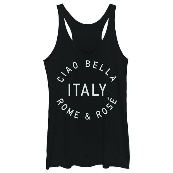 Women's Lost Gods Ciao Bella Italy Rome and Rose  Racerback Tank Top Black Heather Medium