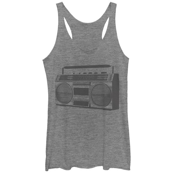 Women's Lost Gods Classic Boombox Racerback Tank Top Gray Heather Medium