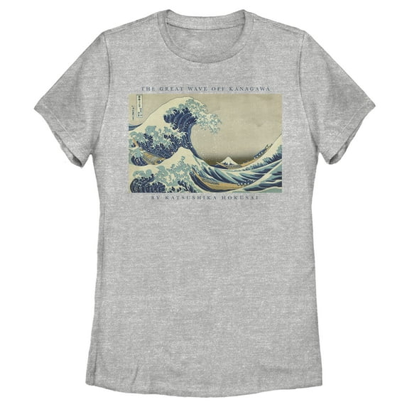 Women's Lost Gods Classic Great Wave Art Graphic Tee Athletic Heather Medium