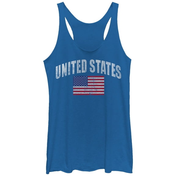 Women's Lost Gods Classic USA Flag  Racerback Tank Top Royal Blue Heather Small
