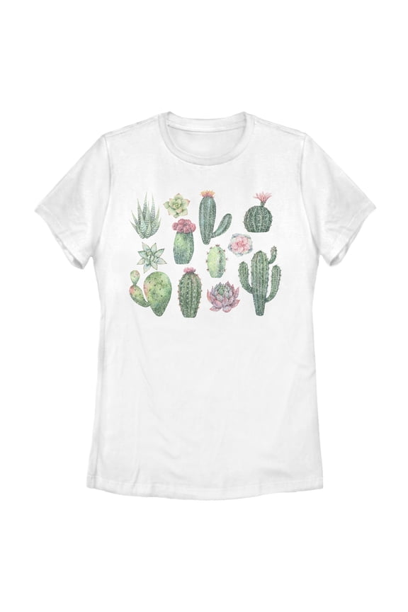 Women's Lost Gods Colorful Succulents Graphic T-Shirt
