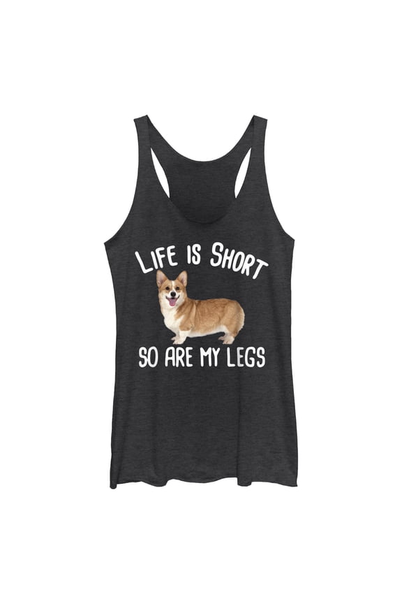 Women's Lost Gods Corgi Life Is Short Racerback Tank Top