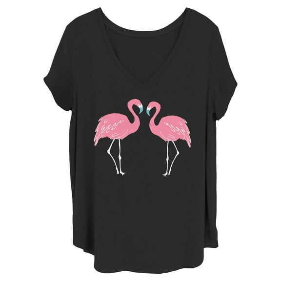 Women's Lost Gods Couple Pink Flamingos Graphic T-Shirt