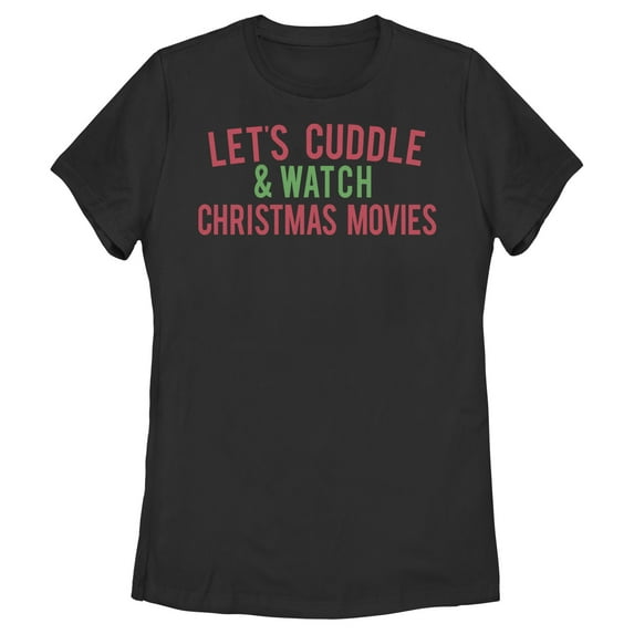 Women's Lost Gods Cuddles & Christmas Movies Graphic Tee Black Small