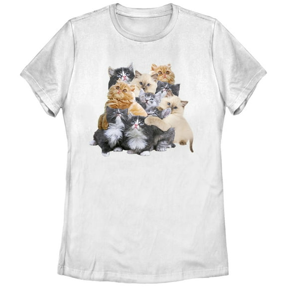 Women's Lost Gods Cute Kitten Group Hug Graphic Tee White 2X Large