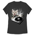 thumbnail image 1 of Women's Lost Gods DJ Space Kitten Graphic Tee Black Large, 1 of 3