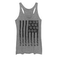 thumbnail image 1 of Women's Lost Gods Daisy American Flag  Racerback Tank Top Gray Heather Small, 1 of 3