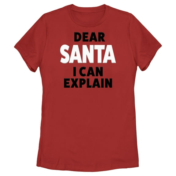 Women's Lost Gods Dear Santa I Can Explain Graphic Tee Red X Large