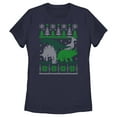 thumbnail image 1 of Women's Lost Gods Dinosaur Ugly Christmas Sweater  Graphic Tee Navy Blue X Large, 1 of 4