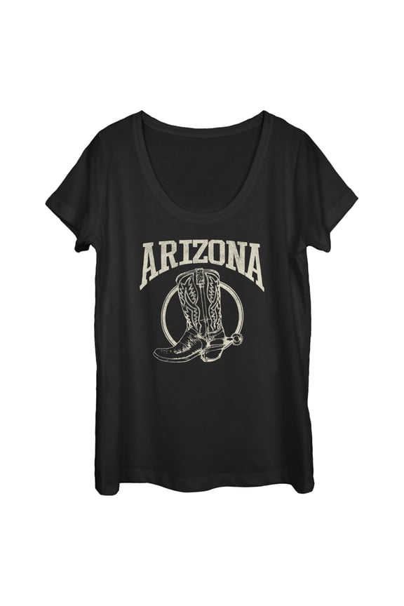 Women's Lost Gods Distressed Arizona Cowboy Boot Graphic Tee Black X Large