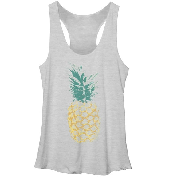 Women's Lost Gods Distressed Pineapple Racerback Tank Top White Heather Medium
