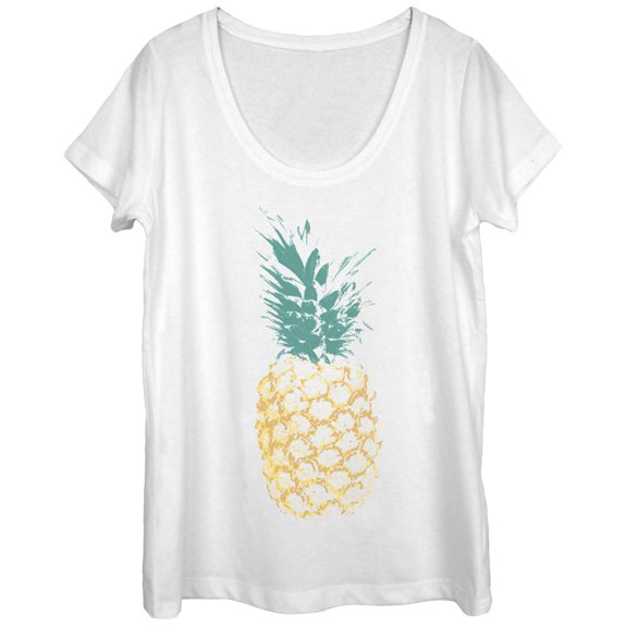 Women's Lost Gods Distressed Pineapple Scoop Neck White Medium