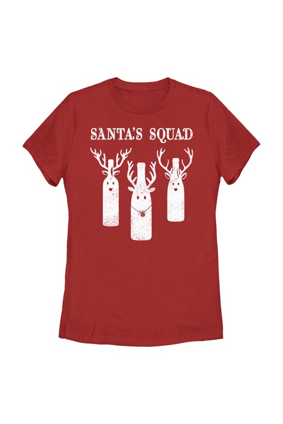 Women's Lost Gods Distressed Santa’s Squad Graphic Tee Red Small