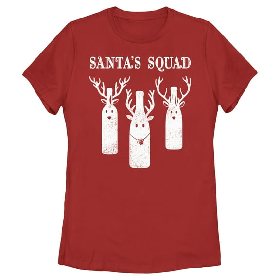 Women's Lost Gods Distressed Santa’s Squad  Graphic Tee Red X Large