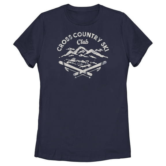 Women's Lost Gods Distressed Ski Club Graphic Tee Navy Blue Small