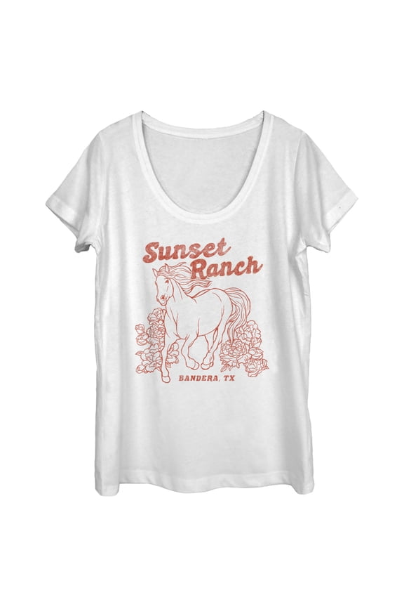 Women's Lost Gods Distressed Sunset Ranch Scoop Neck White Large