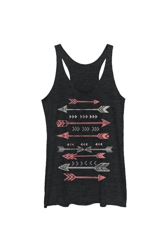 Women's Lost Gods Distressed Pink and White Arrows Racerback Tank Top