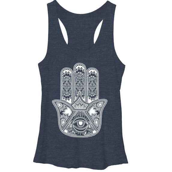 Women's Lost Gods Divine Hamsa Racerback Tank Top Navy Heather X Large