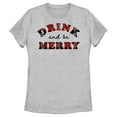 thumbnail image 1 of Women's Lost Gods Drink and Be Marry Plaid  Graphic Tee Athletic Heather X Large, 1 of 4