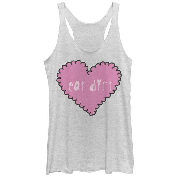 Women's Lost Gods Eat Dirt Heart  Racerback Tank Top White Heather Small