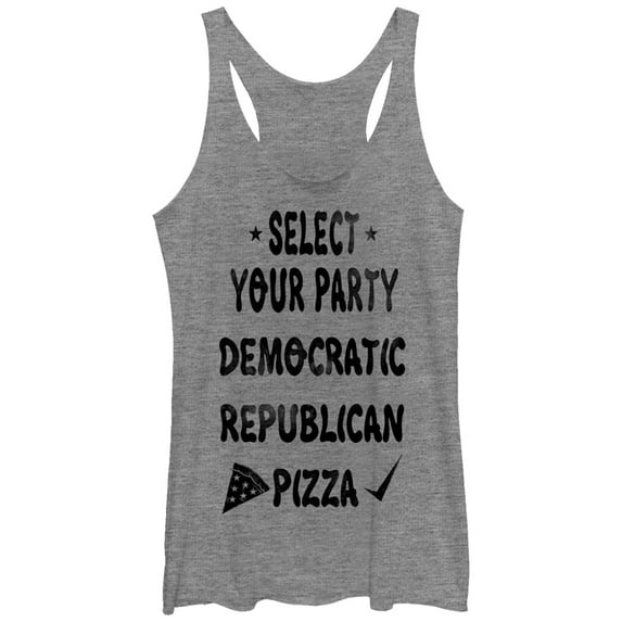 Women's Lost Gods Election Pizza Party Racerback Tank Top Gray Heather Small