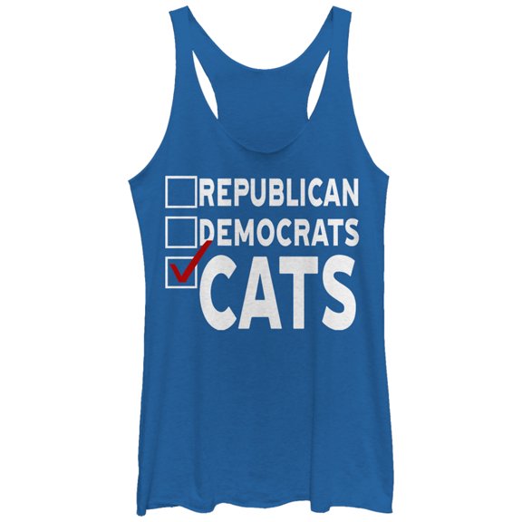 Women's Lost Gods Election Vote Cats Racerback Tank Top Royal Blue Heather Small