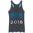 thumbnail image 1 of Women's Lost Gods Election Wake Me When It's Over 2016  Racerback Tank Top Navy Blue Heather Medium, 1 of 3