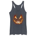 thumbnail image 1 of Women's Lost Gods Evil Pumpkin Face Racerback Tank Top Navy Blue Heather X Small, 1 of 4