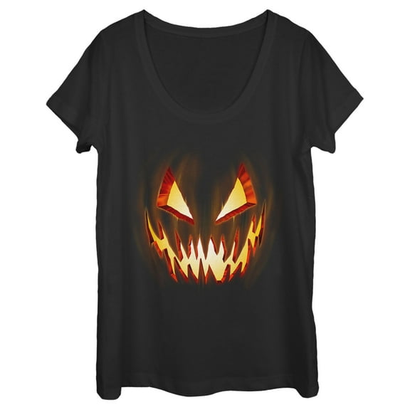 Women's Lost Gods Evil Pumpkin Face Scoop Neck Black Medium