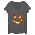 thumbnail image 1 of Women's Lost Gods Evil Pumpkin Face Scoop Neck Charcoal 2X Large, 1 of 4