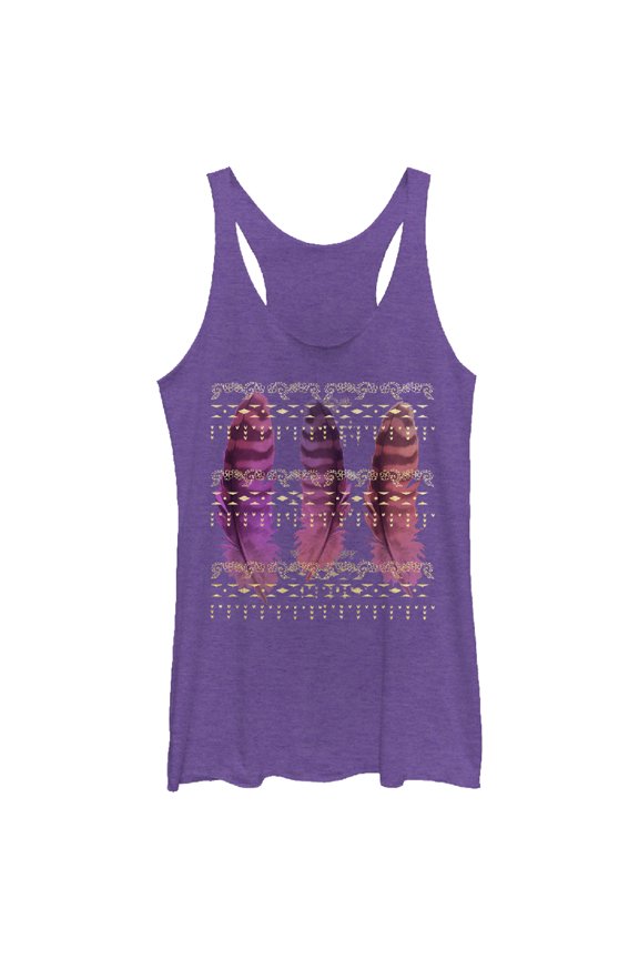 Women's Lost Gods Feather Dreams  Racerback Tank Top Purple Heather Medium