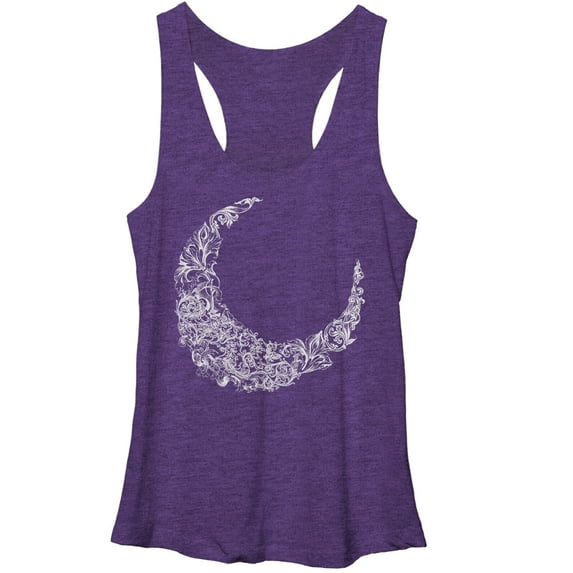 Women's Lost Gods Filigree Moon Racerback Tank Top Purple Heather Small