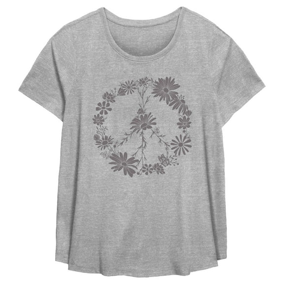 Women's Lost Gods Floral Peace Symbol  Graphic T-Shirt