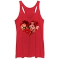 thumbnail image 1 of Women's Lost Gods Floral Print Heart  Racerback Tank Top Red Heather Medium, 1 of 3
