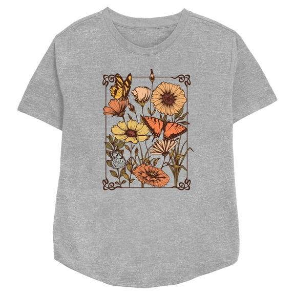 Women's Lost Gods Floral Sketch Graphic Tee Athletic Heather Small