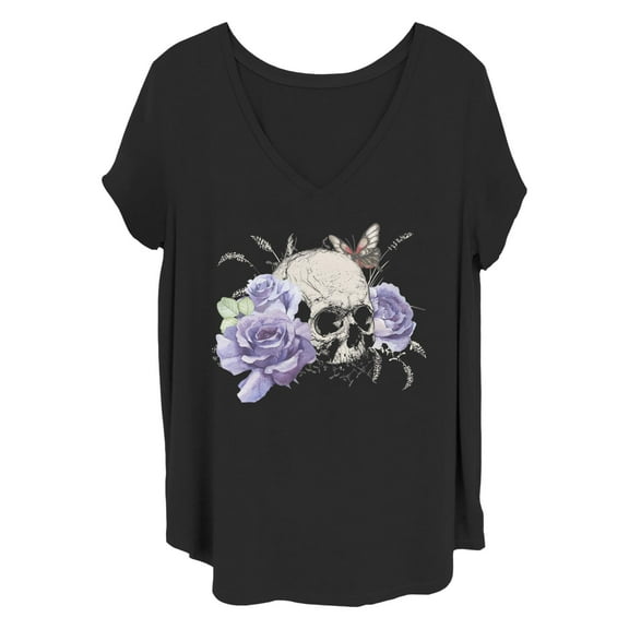 Women's Lost Gods Flower Skull Graphic T-Shirt