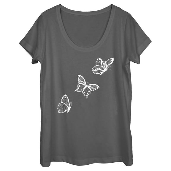 Women's Lost Gods Flying Butterfly Scoop Neck Charcoal Small