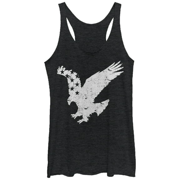 Women's Lost Gods Flying Eagle American Flag Racerback Tank Top Black Heather Small