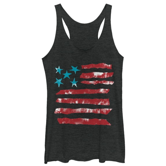 Women's Lost Gods Fourth of July  Artistic American Flag  Racerback Tank Top Black Heather Medium