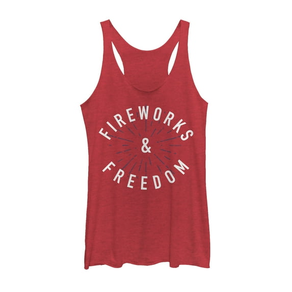 Women's Lost Gods Fourth of July Fireworks & Freedom Racerback Tank Top Red Heather X Small