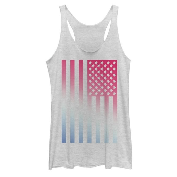 Women's Lost Gods Fourth of July  Flag Fade  Racerback Tank Top White Heather Medium