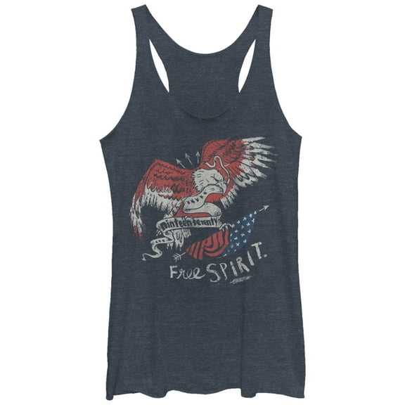 Women's Lost Gods Fourth of July  Free Spirit  Racerback Tank Top Navy Blue Heather Large