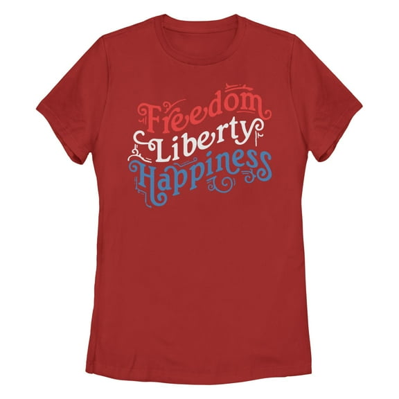 Women's Lost Gods Fourth of July Freedom Script Graphic T-Shirt
