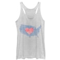 thumbnail image 1 of Women's Lost Gods Fourth of July  Heart Map  Racerback Tank Top White Heather X Large, 1 of 3