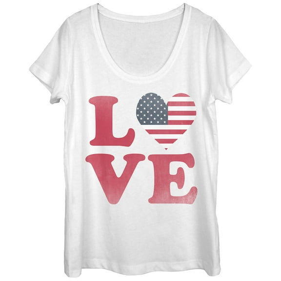 Women's Lost Gods Fourth of July  Love  Scoop Neck White Medium