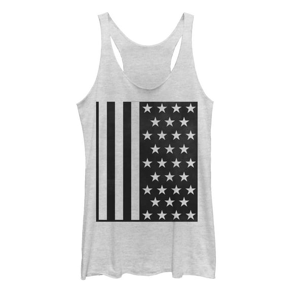 Women's Lost Gods Fourth of July Modern American Flag Racerback Tank Top White Heather X Large