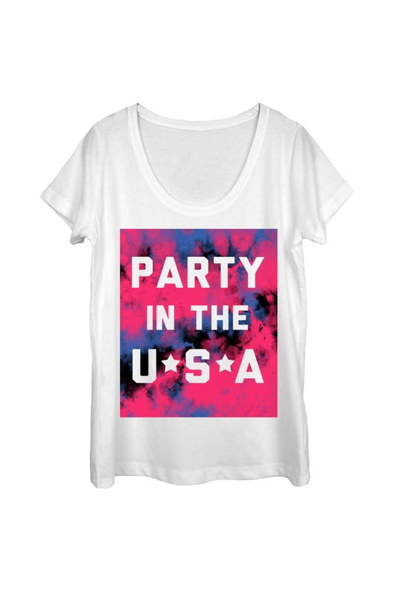 Women's Lost Gods Fourth of July  Party in the USA  Scoop Neck White Small