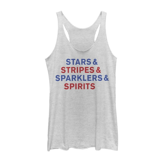 Women's Lost Gods Fourth of July  Sparklers & Spirits  Racerback Tank Top White Heather 2X Large
