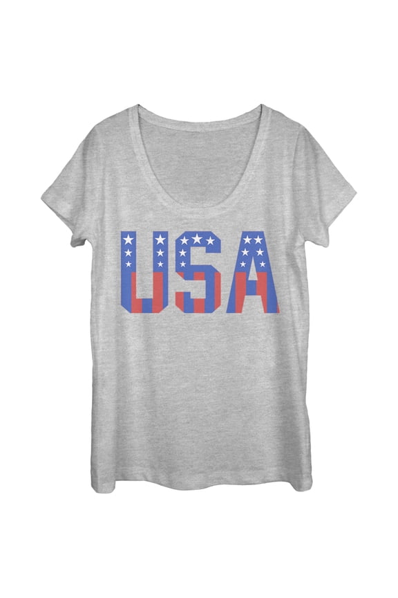 Women's Lost Gods Fourth of July Scoop Neck Athletic Heather X Large