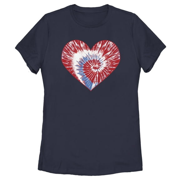 Women's Lost Gods Fourth of July Tie-Dye Heart  Graphic T-Shirt